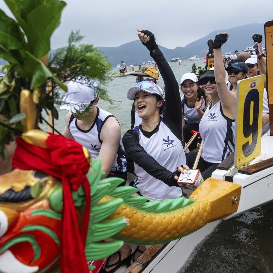 AP PHOTOS: Dragon boats thunder through Hong Kong waters to mark ancient Chinese festival